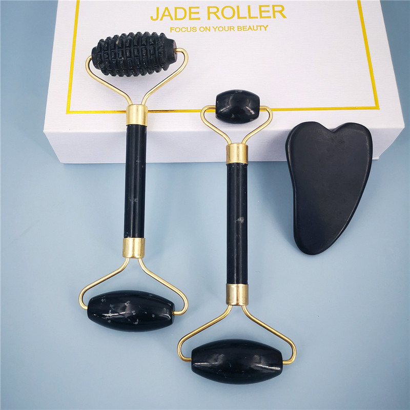 2022 Új Obsidian Jade Roller természetes masszírozó arcra Gouache kaparó arc Guasha kaparók Microniddle hengerek szépségápolási eszközök