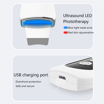 Ултразвуков скрубер за кожа Вибрационен шпатула за лице Премахване на черни точки Лопата за лице Почистване на кавитация Пилинг Кавитация Йон EMS Lift