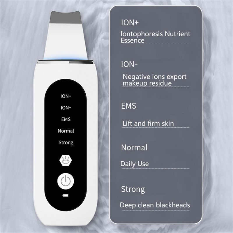 Ultrahangos Bőrradír Vibrációs Arc Spatula Mitesszer eltávolító Arclapát Tiszta Kavitáció Peeling Kavitációs Ion EMS Lift