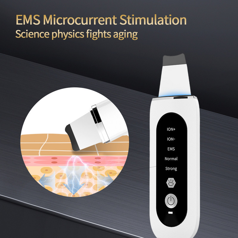 Ultrasonic Skin Scrubber Cleaner Face Care Πόροι Αφαίρεση σπυριών ακμής Φτυάρι Peeling προσώπου Σπάτουλα Μασάζ Όργανο ομορφιάς