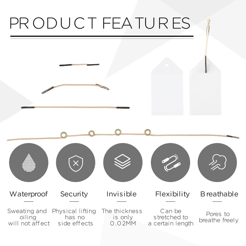 40 tk Näot tõstev teip Näo tõstev plaaster Nähtamatu V-jooneline näo tõstmise plaaster Teibid ja ribad Komplekt Kael Silm Topeltlõua tõstmisnööridHot