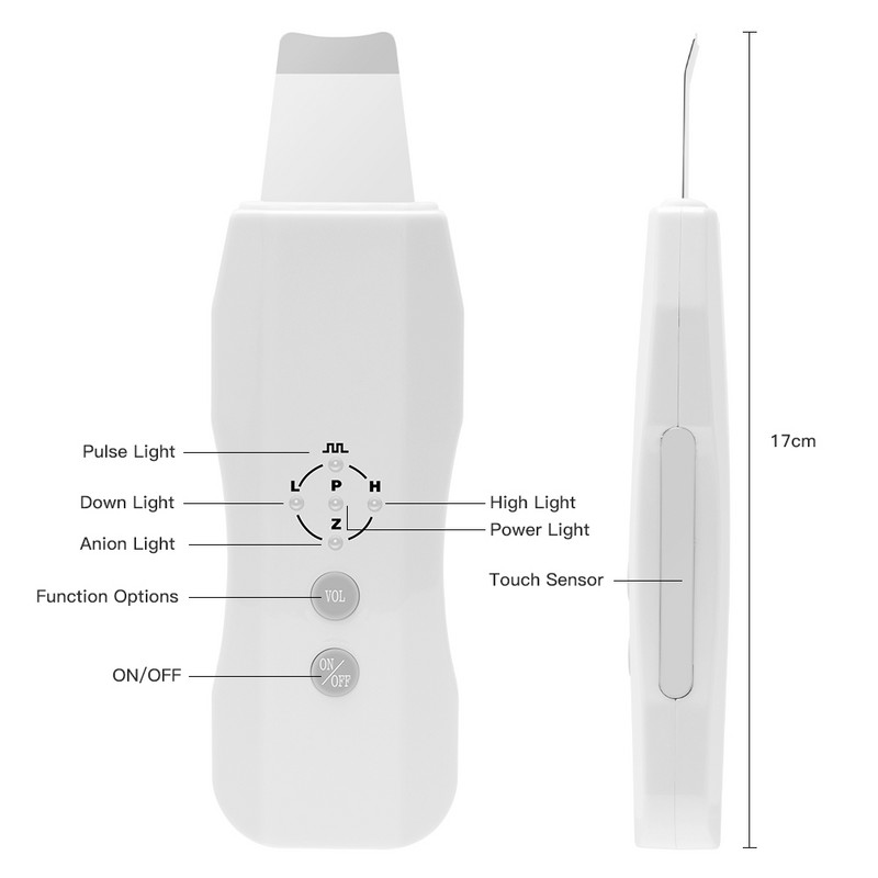 Ultrahangos bőrradír vibrációs arctisztító spatula mitesszer eltávolító lapát Ance Clean kavitációs peeling arc lifting
