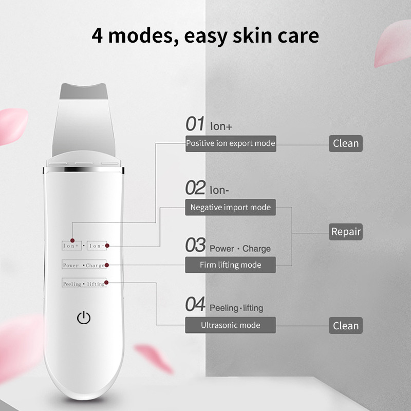 Ultrahangos arcbőrradír akne mitesszer eltávolító peeling lapát Pórustisztító masszírozó bőrápoló Ultrahangos tisztítás
