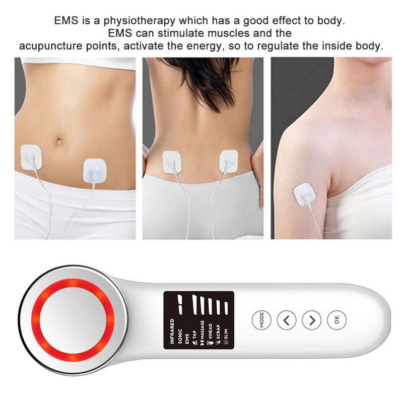 Dispozitiv de ardere a grăsimilor cu undă cu ultrasunete EMS cu vibrații 3-în-1 pentru terapie în infraroșu Instrument de strângere a pielii pentru slăbire anticelulită