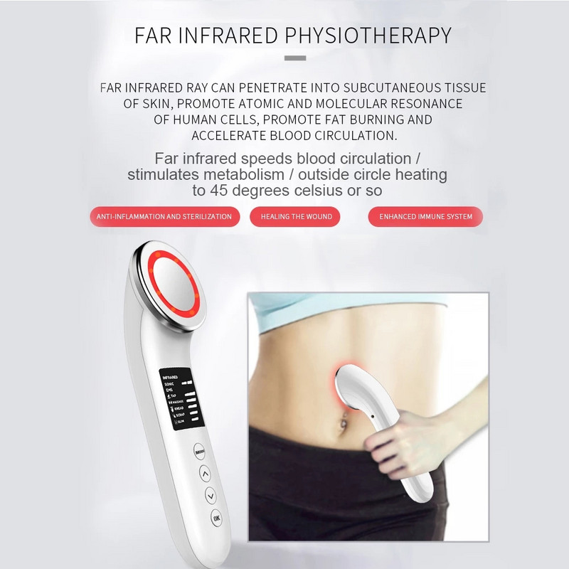 Dispozitiv de ardere a grăsimilor cu undă cu ultrasunete EMS cu vibrații 3-în-1 pentru terapie în infraroșu Instrument de strângere a pielii pentru slăbire anticelulită