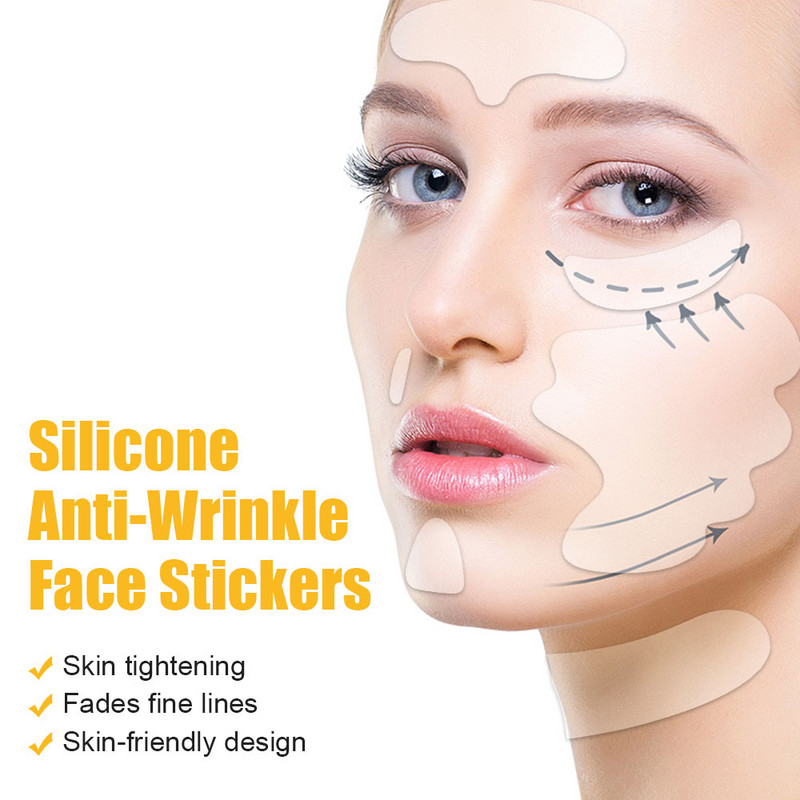 Bandă antirid pentru lifting facial Mască de frumusețe Autocolant reutilizabil de silicon pentru îndepărtarea ridurilor Față Frunte Gât Autocolant pentru ochi Pad Anti-îmbătrânire