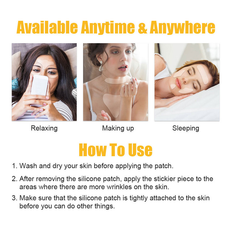 Bandă antirid pentru lifting facial Mască de frumusețe Autocolant reutilizabil de silicon pentru îndepărtarea ridurilor Față Frunte Gât Autocolant pentru ochi Pad Anti-îmbătrânire