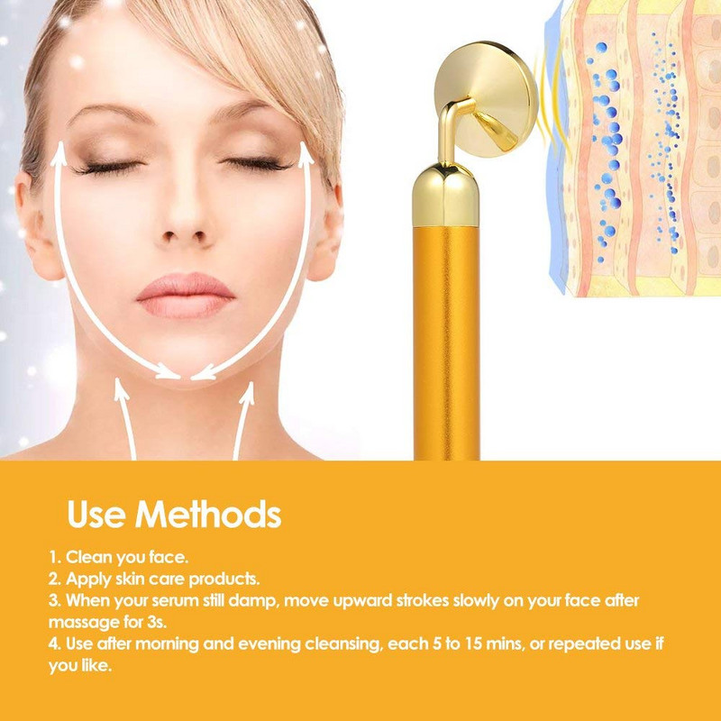 24K Beauty Bar V Face Artifact Face-Lift Stick Arcmasszázs Stick Jade Roller arcápoló Body SPA Alakformáló Stick Skin Pulse