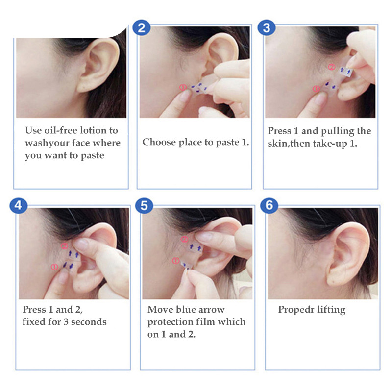 Yoxier 40 tk näo tõstmise kleebised nähtamatu veekindel joon kortsude õhuke näo näojoon V-kujuline nägu tõstev teip Scotch näole