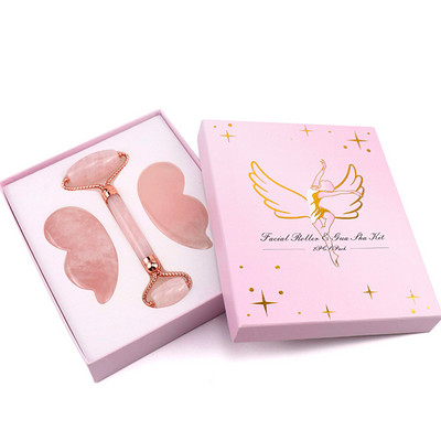 Eredeti Jade Roller & Gua Sha Set Archenger 100%-ban természetes Rózsakvarc Arcmasszírozó Szépségkarcsúsító eszközök bőrre, szemre, nyakra