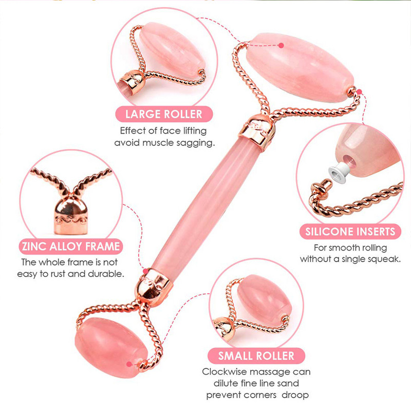 Eredeti Jade Roller & Gua Sha Set Archenger 100%-ban természetes Rózsakvarc Arcmasszírozó Szépségkarcsúsító eszközök bőrre, szemre, nyakra