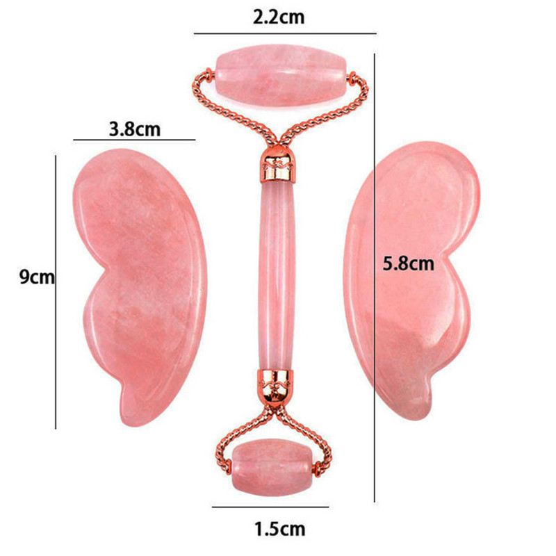 Eredeti Jade Roller & Gua Sha Set Archenger 100%-ban természetes Rózsakvarc Arcmasszírozó Szépségkarcsúsító eszközök bőrre, szemre, nyakra