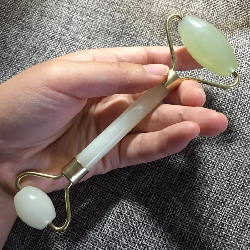 Valjak za masažu lica Dvostruka glava Jade Bowlder za lice Jade Roller Guasha strugač za lice Massager za mršavljenje Face Lift