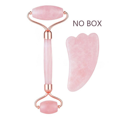 Rózsakvarc Púder Kristály Jade Roller Masszázs Spa Természetes Rózsaszín Kézzel Készített Gua Sha Stone Arc Beauty Device Arc Bőrápoló eszköz