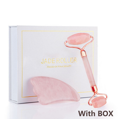 Rózsakvarc Púder Kristály Jade Roller Masszázs Spa Természetes Rózsaszín Kézzel Készített Gua Sha Stone Arc Beauty Device Arc Bőrápoló eszköz