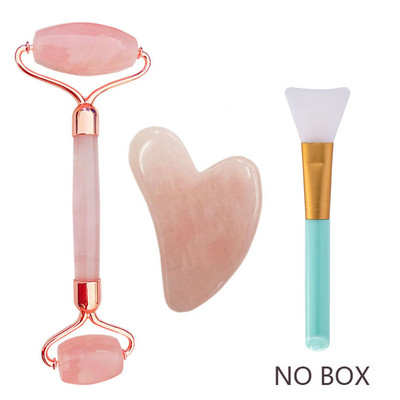 Rózsakvarc Púder Kristály Jade Roller Masszázs Spa Természetes Rózsaszín Kézzel Készített Gua Sha Stone Arc Beauty Device Arc Bőrápoló eszköz