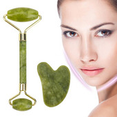 Természetes Rózsakvarc Jade Roller Gua Sha Set Arcmasszírozó Görgős Jade Köves masszázskészlet Arc lifting Beauty Masszázseszközök