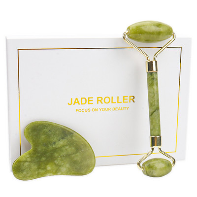 Természetes Rózsakvarc Jade Roller Gua Sha Set Arcmasszírozó Görgős Jade Köves masszázskészlet Arc lifting Beauty Masszázseszközök