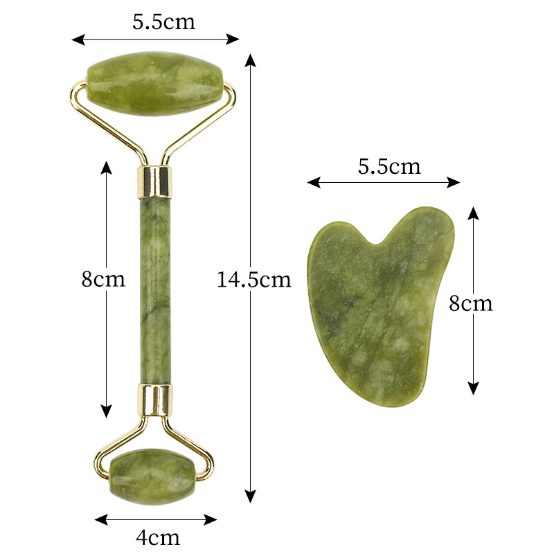 Természetes Rózsakvarc Jade Roller Gua Sha Set Arcmasszírozó Görgős Jade Köves masszázskészlet Arc lifting Beauty Masszázseszközök