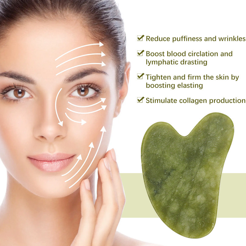 Természetes Rózsakvarc Jade Roller Gua Sha Set Arcmasszírozó Görgős Jade Köves masszázskészlet Arc lifting Beauty Masszázseszközök