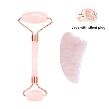 Jade Roller Face Massage Rose Quartz Natural Stone Crystal Slimmer Lift Wrinkle Remover Double Chin Remover Beauty Care Инструменти за отслабване