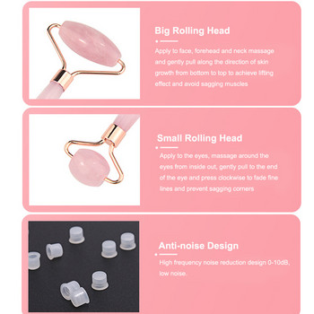 Ролка от розов кварц Scraping Stone Mask Brush Set Natural Pink Quartz Jade Roller Gua Sha Scraper Facial Massage Skin Care Tools