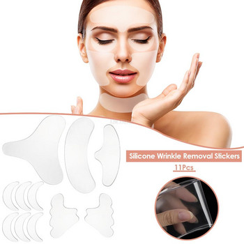 11 τμχ επαναχρησιμοποιήσιμο αυτοκόλλητο σιλικόνης κατά των ρυτίδων Πρόσωπο Μέτωπο λαιμού αφαίρεση ματιών Αντιρυτιδικό αυτοκόλλητο Pad Tape Lift Face Περιποίηση δέρματος