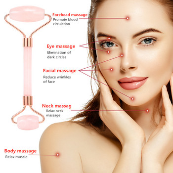 Μασάζ προσώπου Jade Roller Μασάζ προσώπου Χαλάρωση Απώλεια βάρους 100% Φυσικό Rose Quartz Scraper Massager Beauty Skin Tools