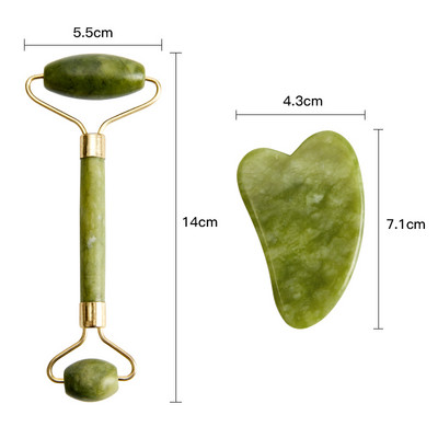 Natural Jade Roller Gua Sha Set Arc karcsúsító masszírozó arcra Jade Stone ránctalanító arc lifting bőrápoló eszközkészlet