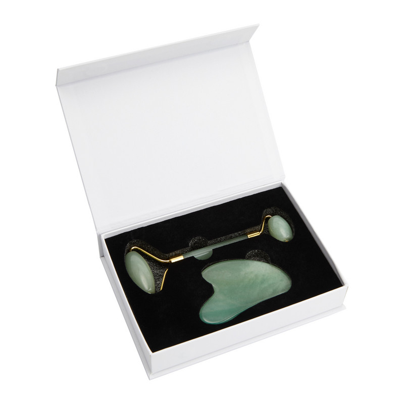 Natural Jade Roller Gua Sha Set Arc karcsúsító masszírozó arcra Jade Stone ránctalanító arc lifting bőrápoló eszközkészlet