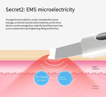 Ултразвуков скрубер за кожа Вибрационен шпатула за лице Скрубер за лице Премахване на черни точки Лопата Почистване на кавитация Пилинг Лифтинг на лицето