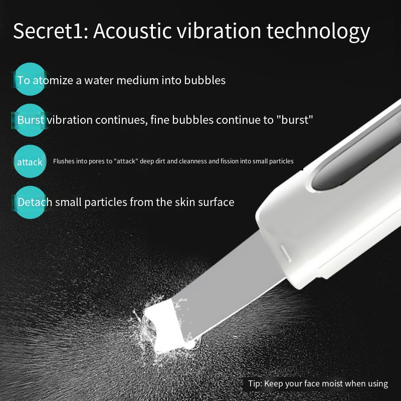 Ultrahangos bőrradír vibrációs arc spatula arcradír mitesszer eltávolító lapát Tiszta kavitációs peeling arc lifting