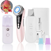 Komplet ultrazvučnog ribanja kože Vibraciona lopatica za lice Uklanjanje mitisera EMS LED masažer za lice Kavitacijski piling Podizanje lica