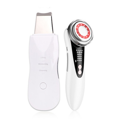 Komplet ultrazvučnog ribanja kože Vibraciona lopatica za lice Uklanjanje mitisera EMS LED masažer za lice Kavitacijski piling Podizanje lica