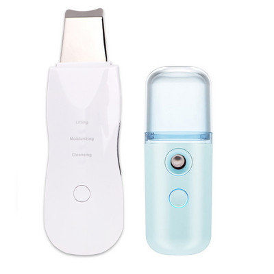 Komplet ultrazvučnog ribanja kože Vibraciona lopatica za lice Uklanjanje mitisera EMS LED masažer za lice Kavitacijski piling Podizanje lica