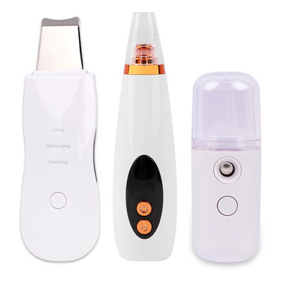 Komplet ultrazvučnog ribanja kože Vibraciona lopatica za lice Uklanjanje mitisera EMS LED masažer za lice Kavitacijski piling Podizanje lica