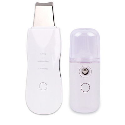 Komplet ultrazvučnog ribanja kože Vibraciona lopatica za lice Uklanjanje mitisera EMS LED masažer za lice Kavitacijski piling Podizanje lica