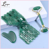 Masca pentru ochi din jad Masaj facial natural Jad Roller Jad Jad Melon Set Nisip Piatra naturala Lifting facial Instrument de masaj facial