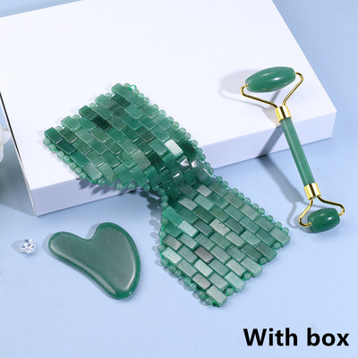 Masca pentru ochi din jad Masaj facial natural Jad Roller Jad Jad Melon Set Nisip Piatra naturala Lifting facial Instrument de masaj facial