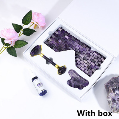 Masca pentru ochi din jad Masaj facial natural Jad Roller Jad Jad Melon Set Nisip Piatra naturala Lifting facial Instrument de masaj facial