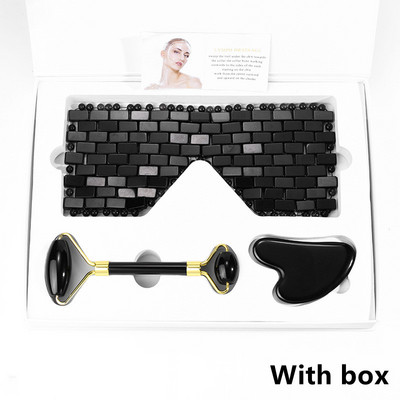 Masca pentru ochi din jad Masaj facial natural Jad Roller Jad Jad Melon Set Nisip Piatra naturala Lifting facial Instrument de masaj facial