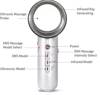 Фабрична цена 3 в 1 EMS Ултразвуково устройство за кавитация Електрически масажор за отслабване на тялото Изгаряне на мазнини Инфрачервена терапия Ултразвукова