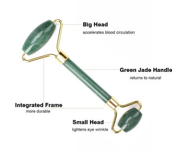 Jade Roller & Gua Sha για Μασάζ προσώπου ομορφιάς Εργαλείο περιποίησης δέρματος για μάτια & ανακούφιση λεπτών γραμμών και ρυτίδων