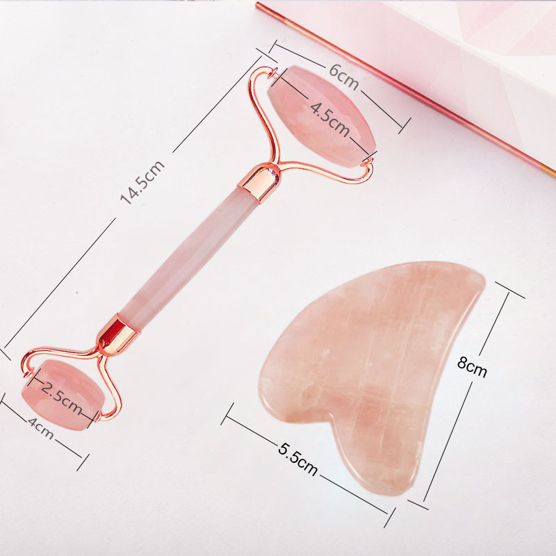 Hordozható Face Eyes Lift Masszírozó Firm Skin Roller Arcmasszázs Jade Roller Természetes Rózsakvarc Stone Eyes Care Tool Ajándékdoboz