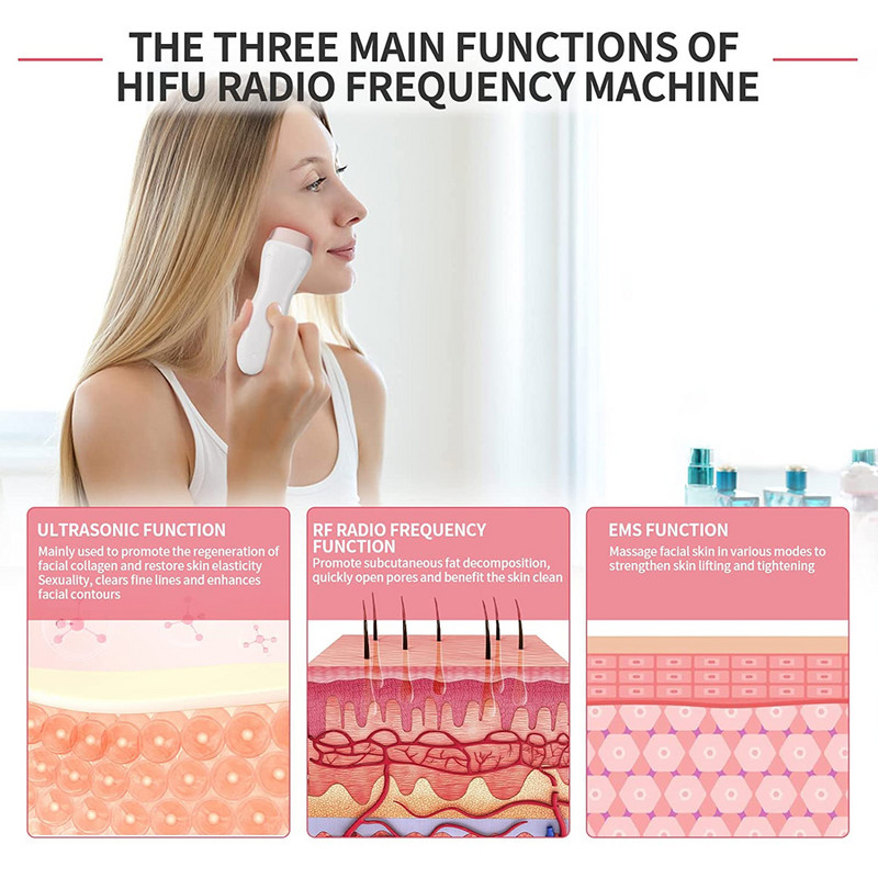 HIFU stroj za uklanjanje bora s lica HIFU ultrazvučni RF EMS masažer za lice, zatezanje kože protiv starenja, vrat, brada, aparat za njegu očiju
