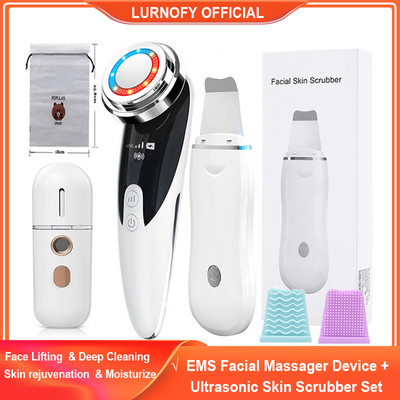 Ultrahangos bőrradír készlet vibrációs arc spatula mitesszer eltávolító EMS LED arcmasszírozó kavitációs peeling arc lifting