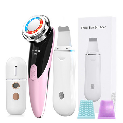 Ultrahangos bőrradír készlet vibrációs arc spatula mitesszer eltávolító EMS LED arcmasszírozó kavitációs peeling arc lifting