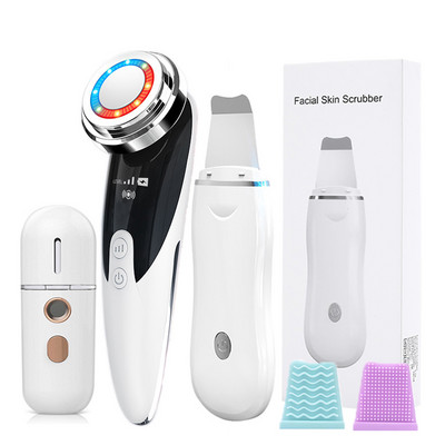 Ultrahangos bőrradír készlet vibrációs arc spatula mitesszer eltávolító EMS LED arcmasszírozó kavitációs peeling arc lifting