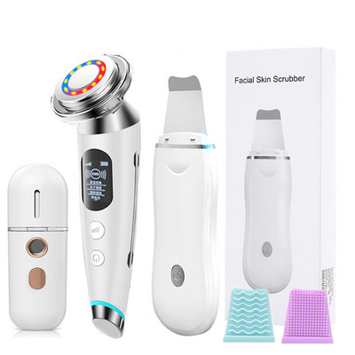 Ultrahangos bőrradír készlet vibrációs arc spatula mitesszer eltávolító EMS LED arcmasszírozó kavitációs peeling arc lifting
