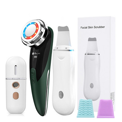 Ultrahangos bőrradír készlet vibrációs arc spatula mitesszer eltávolító EMS LED arcmasszírozó kavitációs peeling arc lifting